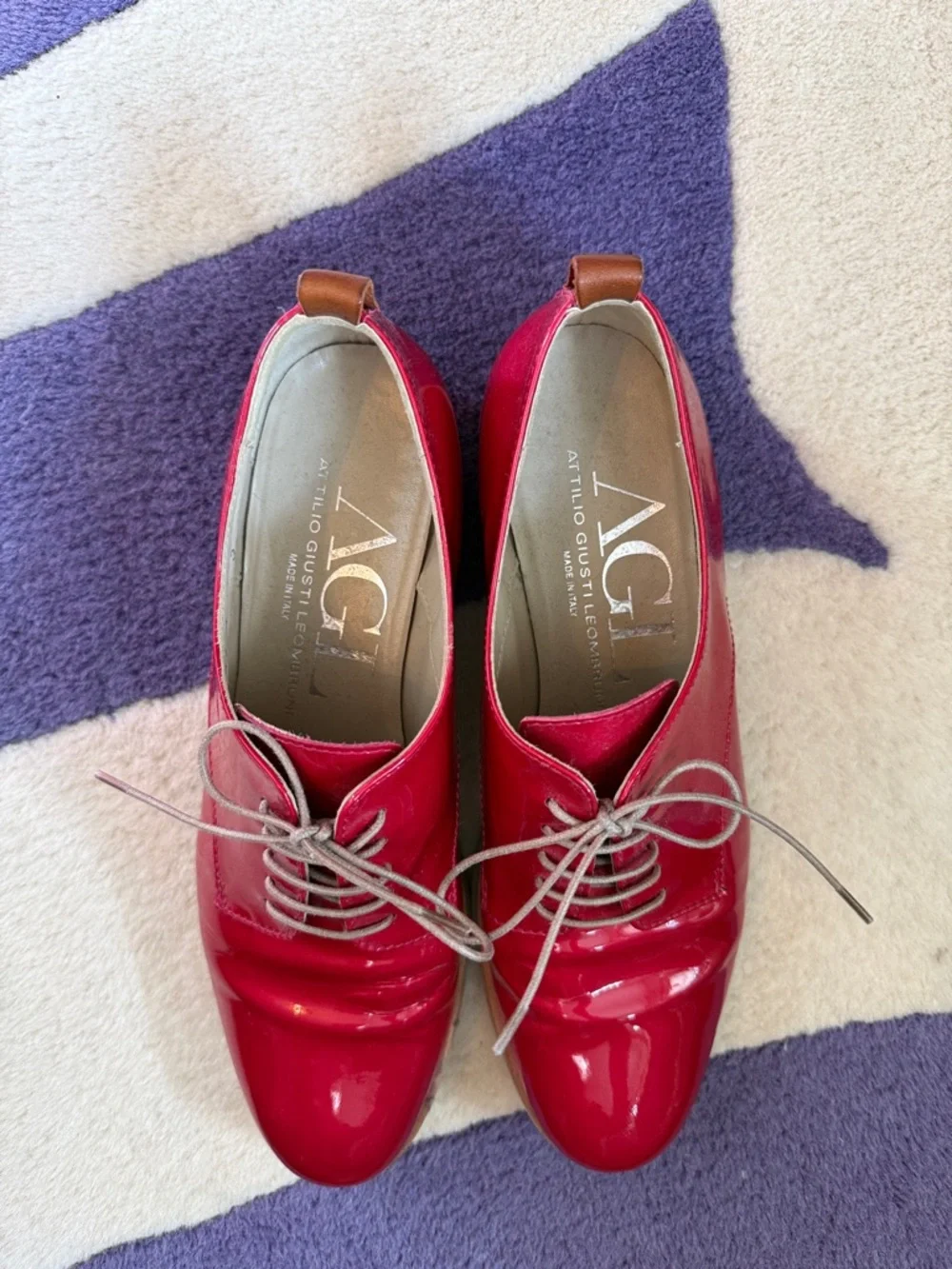 Agl Women's‎ Patent Leather Lace-Up Flats in Bright Fuchsia